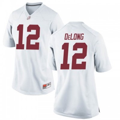 Women's Alabama Crimson Tide #12 Skyler DeLong White Replica NCAA College Football Jersey 2403YGPE3